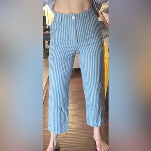Brixton Blue and White Striped High Rise Jeans